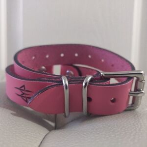 Pink Leather Bracelet Cuff